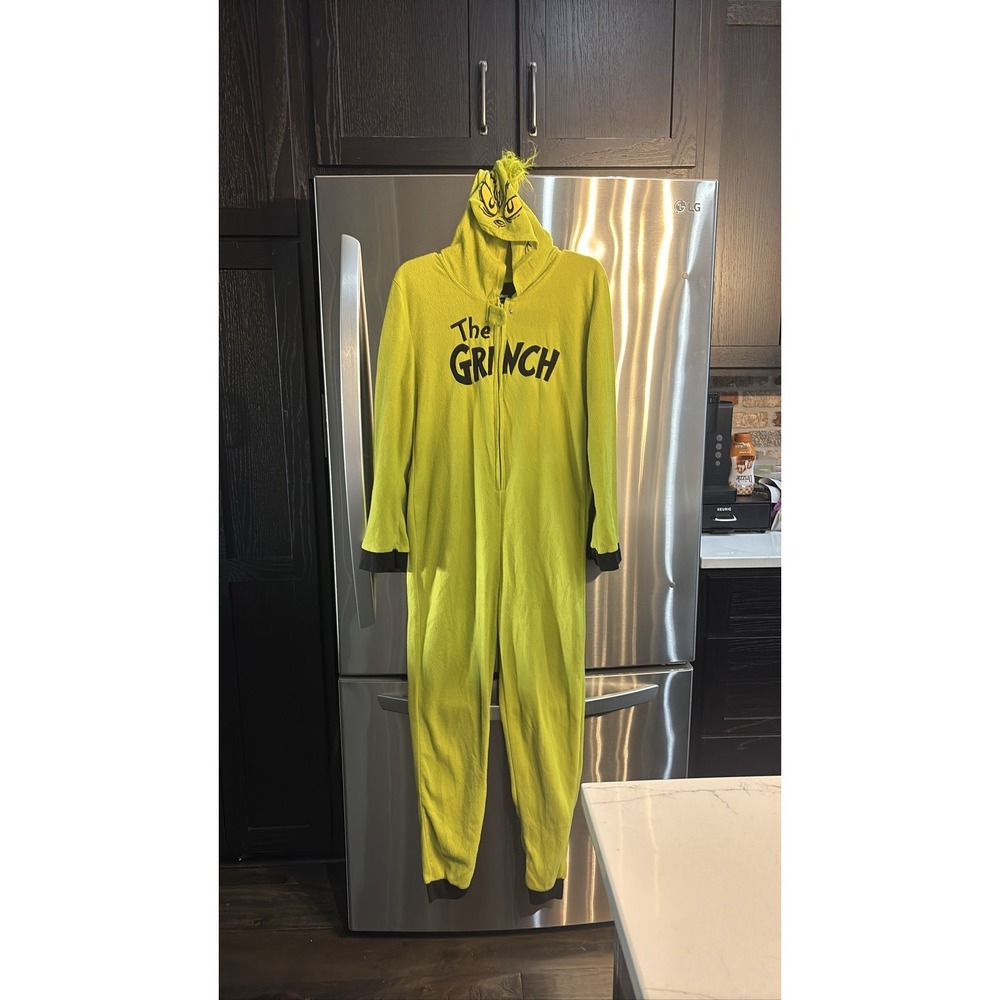 The Grinch Hooded Pajama Union Suit Adult Green Christmas SZ XL